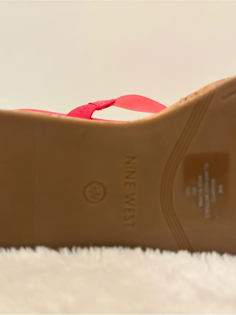 Nine West Neon Pink Cork Platform Wedge Sandals